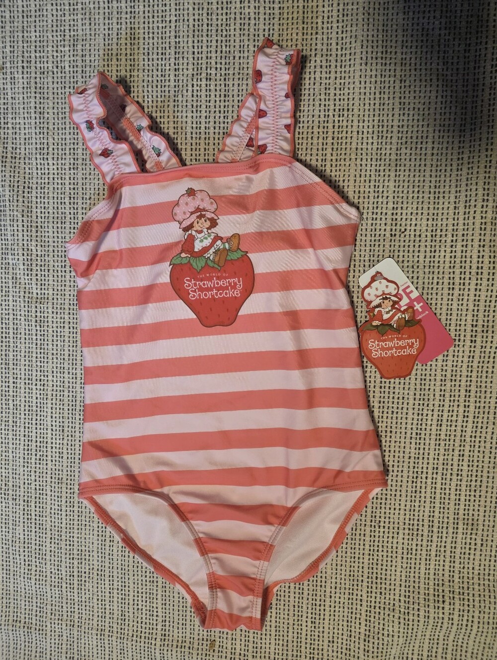 Strawberry Shortcake Pink Stripe Girls' One-Piece Swimsuit